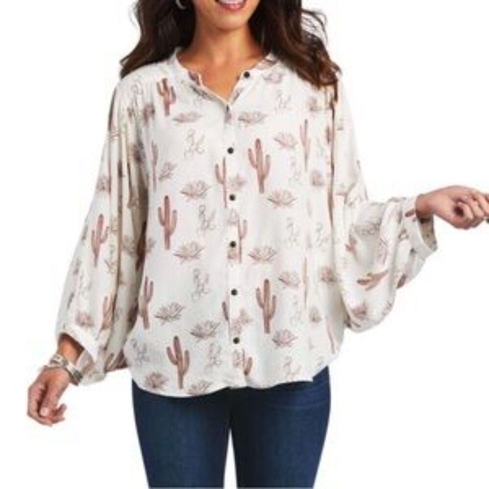 Ariat Western Cactus Desert Button Down Top Womens XXL